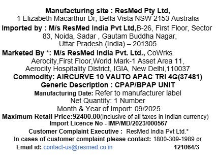 AirCurve™  10 VAuto - Tripack - 4G (with humidifier and climateline tube)