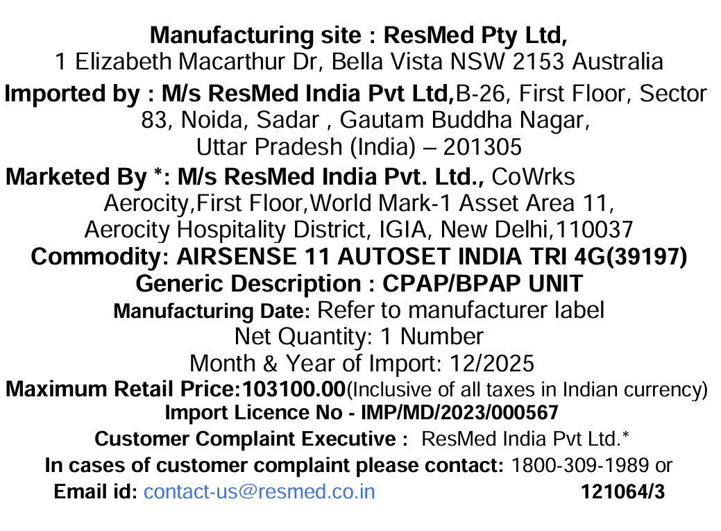 AirSense™ 11 AutoSet™ India TRI - 4G