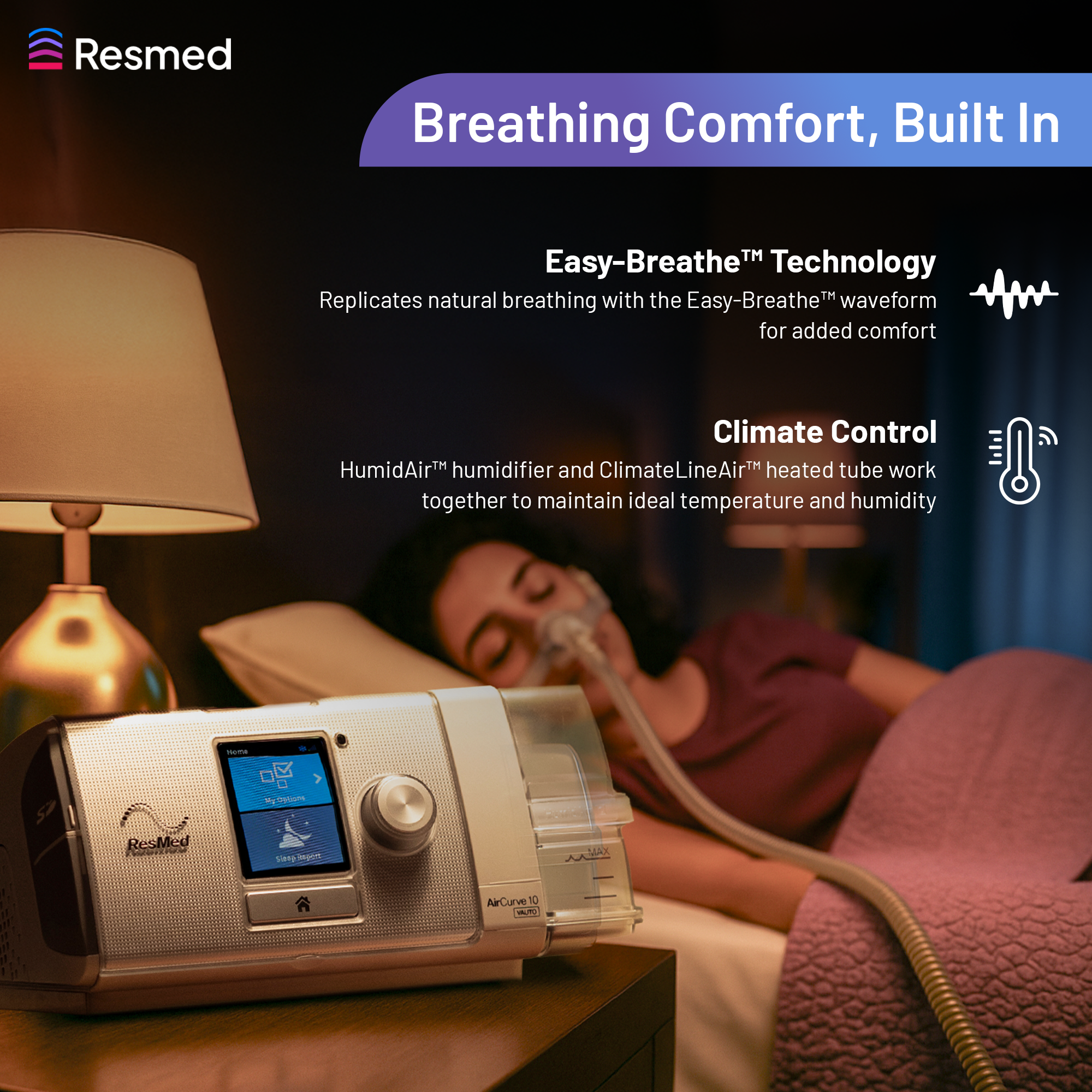 AirCurve™  10 VAuto - Tripack - 4G (with humidifier and climateline tube)