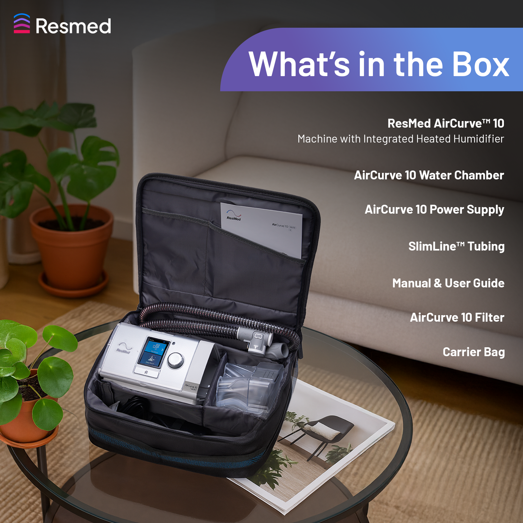 AirCurve™  10 VAuto - Tripack - 4G (with humidifier and climateline tube)