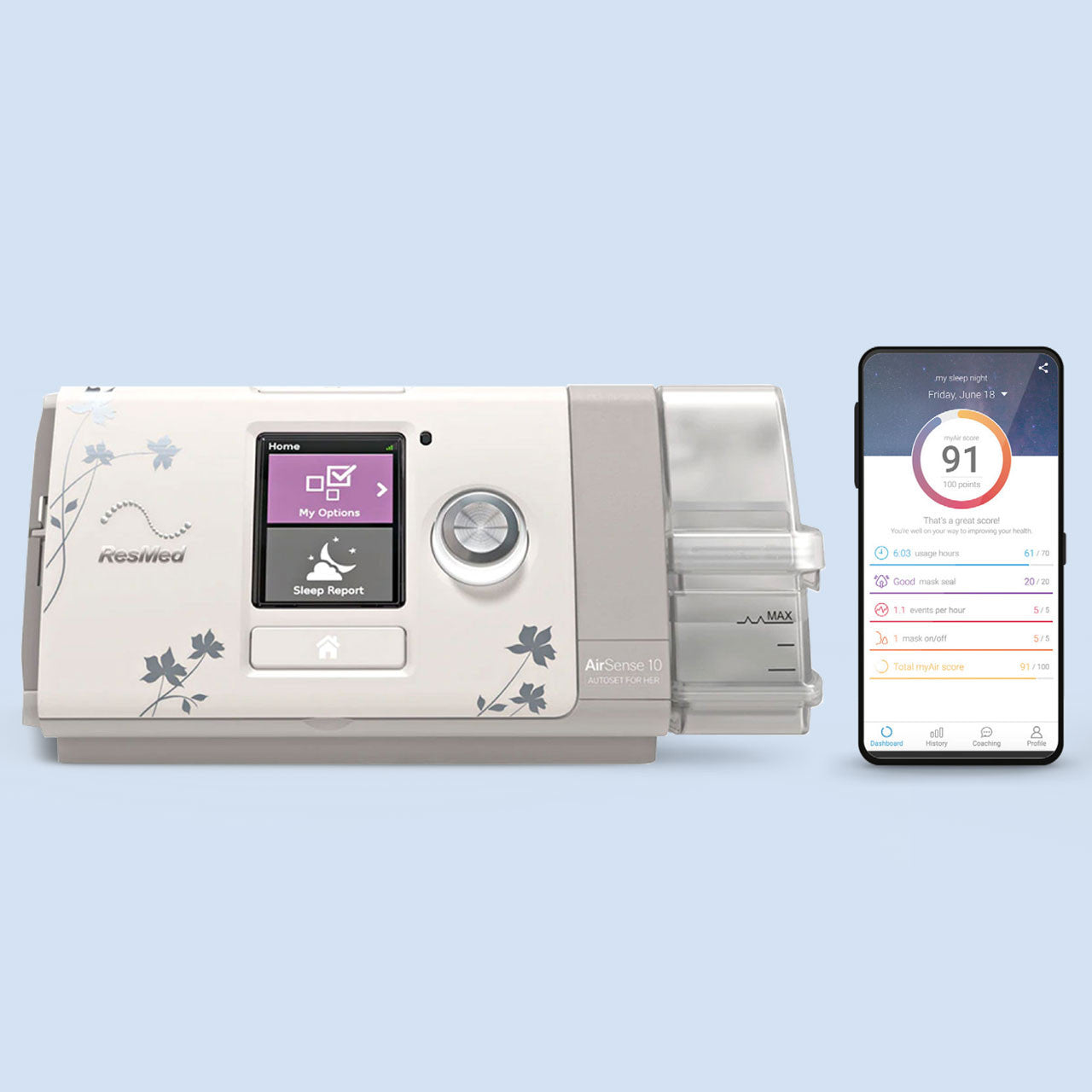 Resmed AirSense™ 10 AutoSet™ for Her CPAP Machine 4G Combo (Device + 1 ...